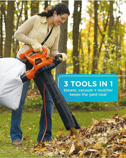 BLACK+DECKER Leaf Blower & Leaf Vacuum, 3-in-1, 12-Amp, 250-MPH, 400-CFM (BV6000) - LeafyLoom