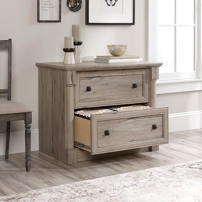 Sauder Palladia Lateral File, L: 36.81" x W: 22.01" x H: 29.61", Split Oak finish - LeafyLoom