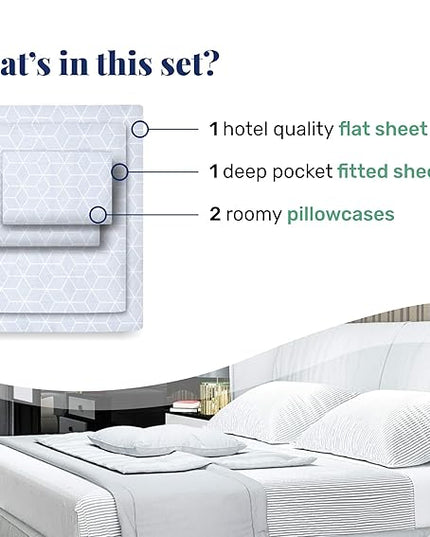 CALIFORNIA DESIGN DEN 5-Star Hotel 600 Thread Count 100% Cotton Sheets Set, Soft & Smooth Queen Sheet Set with Deep Pockets, Quality Beats Egyptian Cotton Claims (Urban Hex Blue) - LeafyLoom