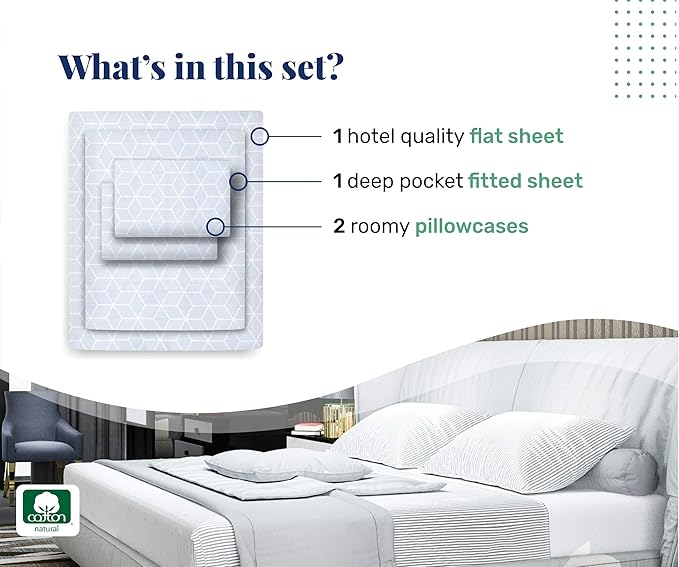 CALIFORNIA DESIGN DEN 5-Star Hotel 600 Thread Count 100% Cotton Sheets Set, Soft & Smooth Queen Sheet Set with Deep Pockets, Quality Beats Egyptian Cotton Claims (Urban Hex Blue) - LeafyLoom