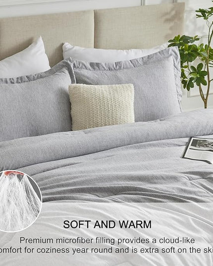 CozyLux Twin/Twin XL Comforter Set Dorm Bedding - 2 Pieces Greyish Green Twin Extra Long Soft Luxury Cationic Dyeing Comforter for College, Breathable Boho Bed Sets with 1 Comforter and 1 Pillow Sham - LeafyLoom