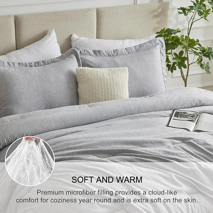CozyLux Twin/Twin XL Comforter Set Dorm Bedding - 2 Pieces Greyish Green Twin Extra Long Soft Luxury Cationic Dyeing Comforter for College, Breathable Boho Bed Sets with 1 Comforter and 1 Pillow Sham - LeafyLoom