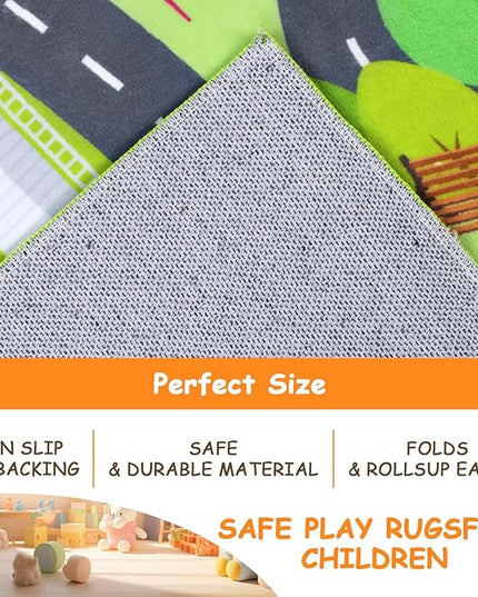 HEBE Kids Play Rug 4'x6' ABC Alphabet Numbers Shapes Educational Kid Area Rug Washable Baby Crawling Mat Non Slip Kid Play Mat Carpet for Girl Boy Bedroom Playroom - LeafyLoom