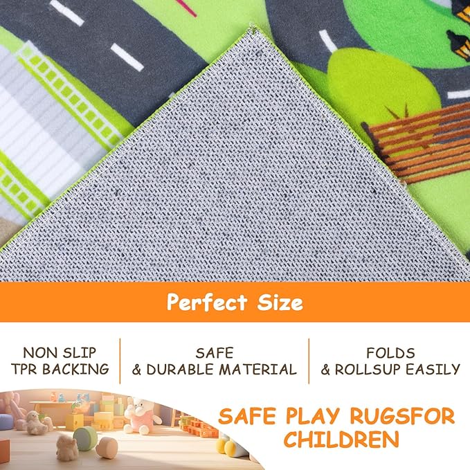 HEBE Kids Play Rug 4'x6' ABC Alphabet Numbers Shapes Educational Kid Area Rug Washable Baby Crawling Mat Non Slip Kid Play Mat Carpet for Girl Boy Bedroom Playroom - LeafyLoom