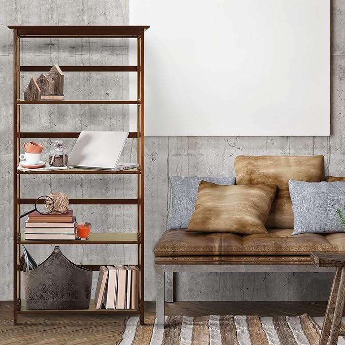 Casual Home Mission Style 5-Shelf Bookcase, Walnut - LeafyLoom