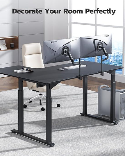 Dripex Standing Desk, 63"/ 71" L Shaped Desk Adjustable Height, Electric Corner Stand Up Desk Large Home Office Desk Computer Workstation, Dual Motor Sit Stand Desk 4 Legs, Super Stable - LeafyLoom
