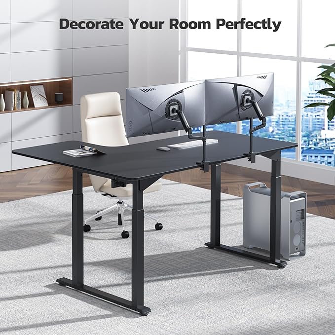 Dripex Standing Desk, 63"/ 71" L Shaped Desk Adjustable Height, Electric Corner Stand Up Desk Large Home Office Desk Computer Workstation, Dual Motor Sit Stand Desk 4 Legs, Super Stable - LeafyLoom
