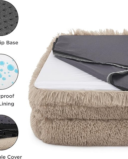 Bedsure Orthopedic Dog Bed for Medium Dogs - Calming Waterproof Dog Sofa Beds Medium, Supportive Foam Pet Couch Bed with Removable Washable Cover, Waterproof Lining and Nonskid Bottom, Taupe BEDSURE