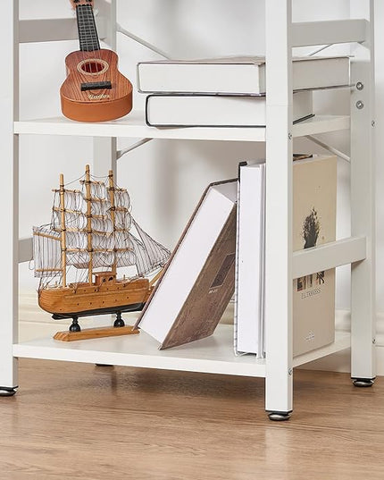 BEWISHOME 3 Tier Bookshelf, White Small Bookshelf for Small Spaces, Short Wooden Storage Bookcase with Metal Frame for Bedroom Living Room and Home Office JCJ62W - LeafyLoom