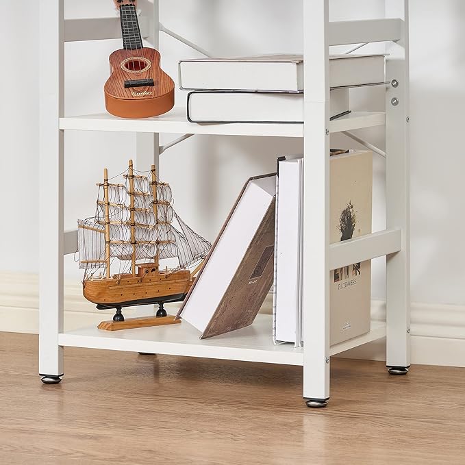 BEWISHOME 3 Tier Bookshelf, White Small Bookshelf for Small Spaces, Short Wooden Storage Bookcase with Metal Frame for Bedroom Living Room and Home Office JCJ62W - LeafyLoom