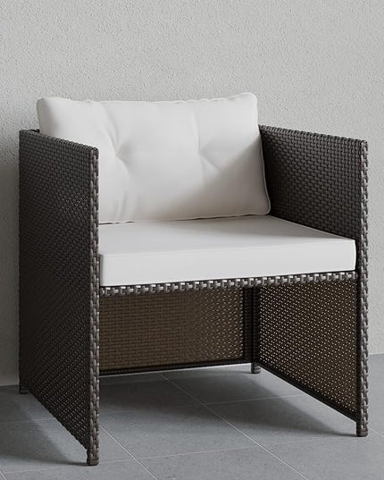 Edenbrook Bayview Patio Mix and Match Outdoor Furniture-Accent Chair Rattan/Cream, White/Brown - LeafyLoom