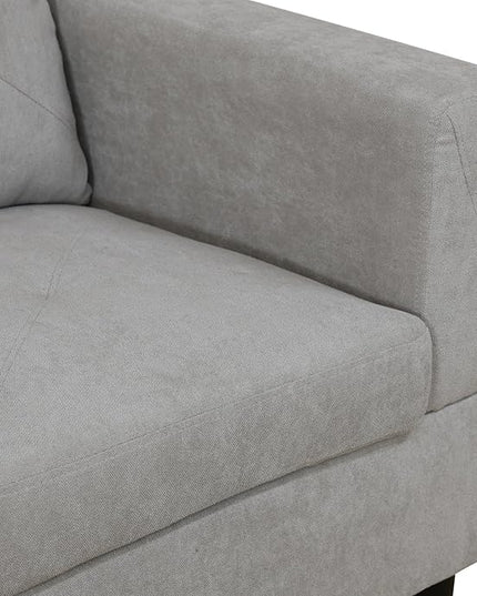 ROOMTEC 3 Piece L Shape Sectional Sofa Set, Upholstered Corner Couch with Storage Ottoman & Left Chaise Lounge, Flannelette Tufted Cushions, for Living Room, Apartment, Grey White - LeafyLoom