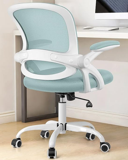 KERDOM Office Chair, Ergonomic Desk Chair, Mesh Computer Chair Height Adjustable, Comfy Swivel Task Chair with Wheels and Flip-up Arms - LeafyLoom