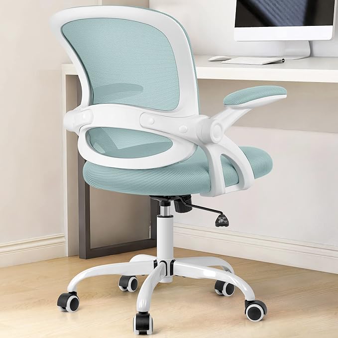 KERDOM Office Chair, Ergonomic Desk Chair, Mesh Computer Chair Height Adjustable, Comfy Swivel Task Chair with Wheels and Flip-up Arms - LeafyLoom