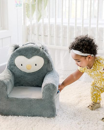 Soft Landing Grey Sweet Seats | Premium Character Chair with Carrying Handle & Side Pockets Owl - LeafyLoom