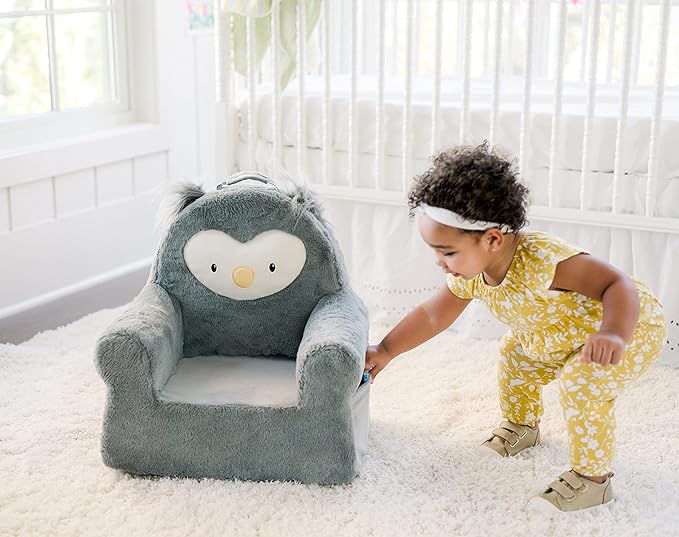 Soft Landing Grey Sweet Seats | Premium Character Chair with Carrying Handle & Side Pockets Owl - LeafyLoom