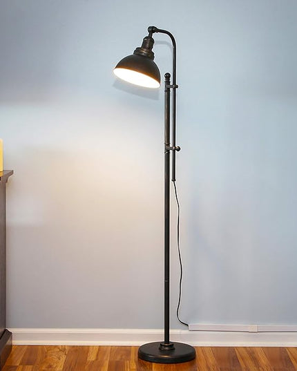 Brightech Dylan Industrial Floor Lamp for Living Rooms & Offices, Bright LED Floor Lamp – Charming Farmhouse Floor Lamp, Adjustable Head Standing Lamp for Bedroom Reading, Stunning Living Room Decor - LeafyLoom