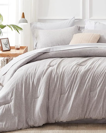 UNILIBRA Bed in a Bag King Size 7 Pieces - Grey King Comforter Set Soft for All Seasons - Cationic Dyeing Bedding Comforter Sets with Comforter, Flat Sheet, Fitted Sheet, Pillowcases & Shams - LeafyLoom