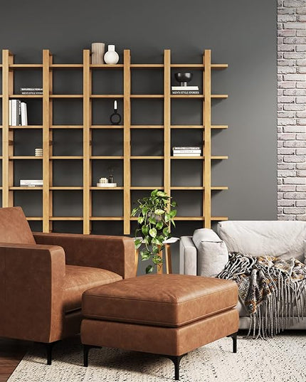 Nathan James Floating Wall Book Shelves, 3-Tier Display Shelf, Decorative Modular Shelf in Solid Wood for Bedroom, Nursery, Bathroom or Kitchen, Set of 2 - LeafyLoom