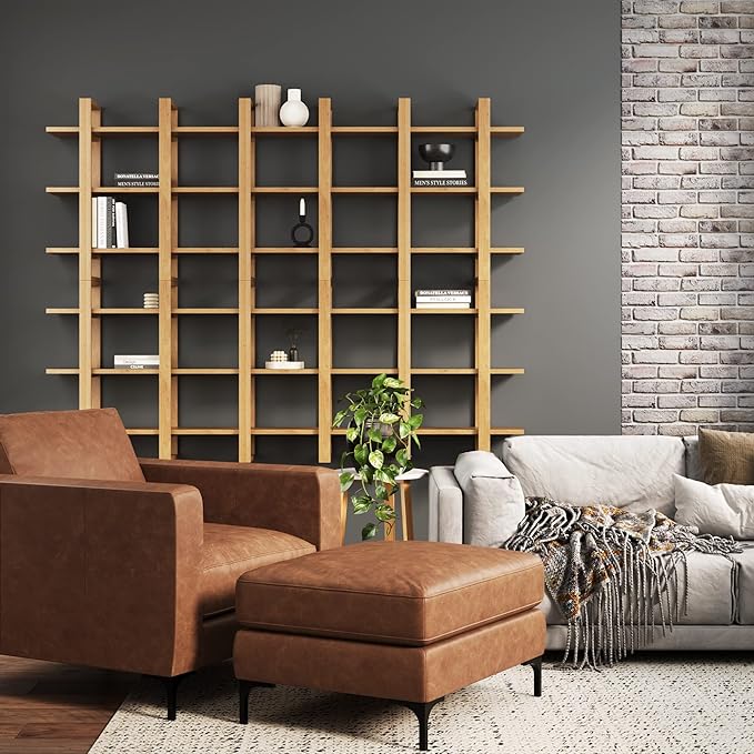 Nathan James Floating Wall Book Shelves, 3-Tier Display Shelf, Decorative Modular Shelf in Solid Wood for Bedroom, Nursery, Bathroom or Kitchen, Set of 2 - LeafyLoom