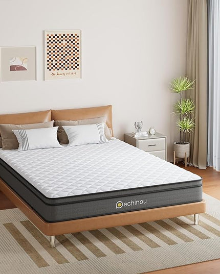 8 INCH Queen Size Mattress, Queen Mattress with Gel Memory Foam and Spring, Breathable Hybrid Mattress in a Box for a Cool & Peaceful Sleep, Strong Edge & Medium Firm Support, CertiPUR-US - LeafyLoom