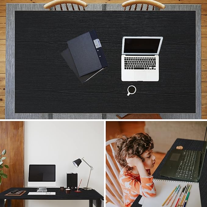 AHB 55" Rolling Computer Desk with 4 Smooth Wheels, Simple Style Mobile Writing Desk Home Office Study Table Movable Workstation with Metal Frame - LeafyLoom