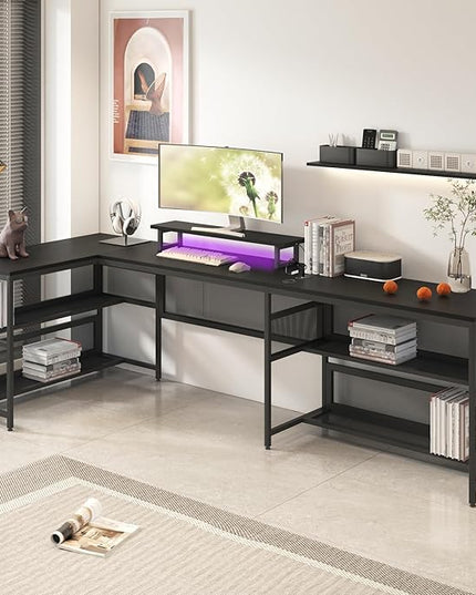 NicBex Laik-DW-00009-DX-1 Desks, 82" W x 43" D x 35" H, Matte Black - LeafyLoom