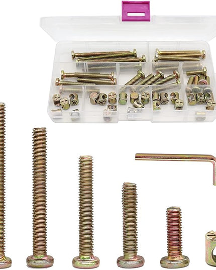 Crib Bolts Replacement Kit, cSeao 50pcs Zinc Plated M6 Socket Cap Screws Barrel Nuts for Crib Cot Chairs Furniture Bed, M6x15mm/25mm/35mm/45mm/55mm - LeafyLoom