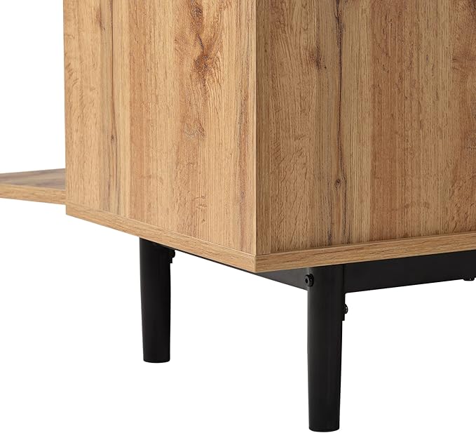 Modern Inch Stand with 3 Doors-Versatile Media Console Table, Large Storage Entertainment Center for Living Room, Bedroom Decor, Support 80" TV, Natural Wood - LeafyLoom