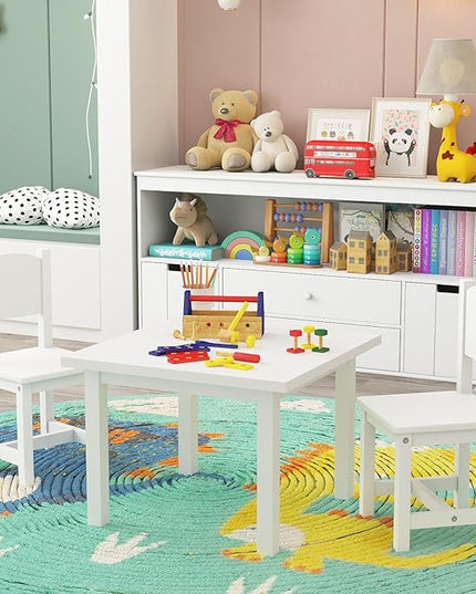 Timy Toddler Wooden Chair Pair, Kids Furniture for Eating, Reading, Playing 2 Pack (White) - LeafyLoom