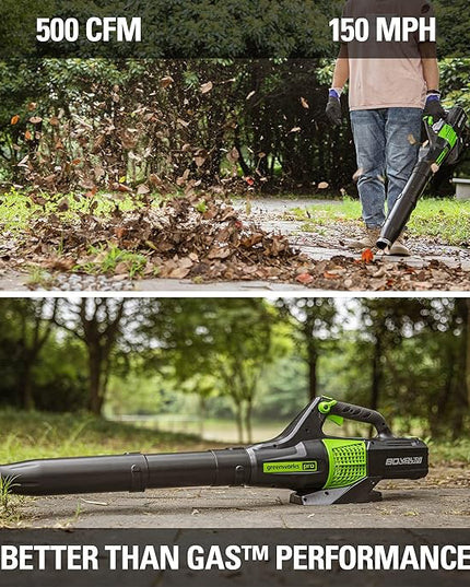 Greenworks 80V (150 MPH / 500 CFM / 75+ Compatible Tools) Cordless Axial Leaf Blower, 2.0Ah Battery and Charger Included - LeafyLoom