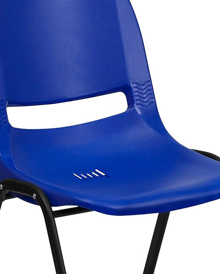 Flash Furniture HERCULES Series 661 lb. Capacity Navy Ergonomic Shell Stack Chair with Black Frame and 16'' Seat Height - LeafyLoom