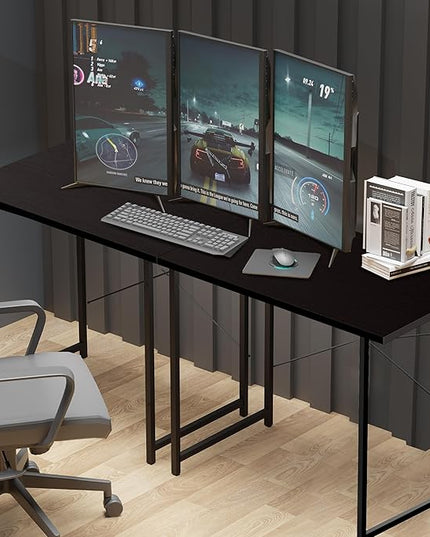 YSSOA Computer Desk Home Office Work Study Writing Modern Simple Table with Headphone Hooks, 32 Inch, Basic Black - LeafyLoom