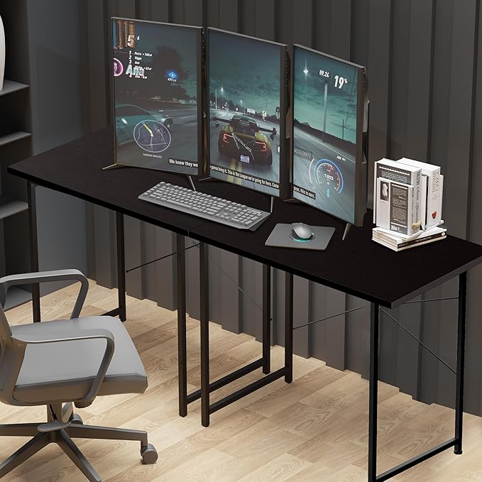 YSSOA Computer Desk Home Office Work Study Writing Modern Simple Table with Headphone Hooks, 32 Inch, Basic Black - LeafyLoom