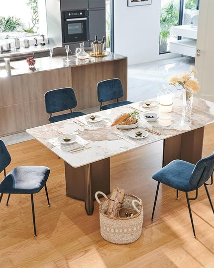 COLAMY Modern Upholstered Fabric Dining Room Accent Diner Stylish Kitchen Chairs with Solid Metal Legs, set of 2, Green - LeafyLoom