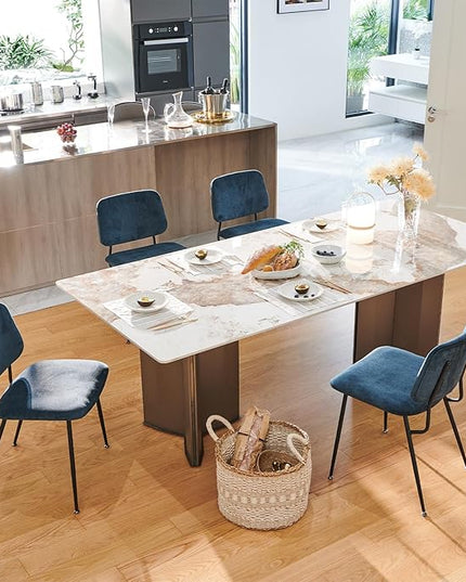 COLAMY Modern Upholstered Fabric Dining Room Accent Diner Stylish Kitchen Chairs with Solid Metal Legs, set of 4, Green - LeafyLoom