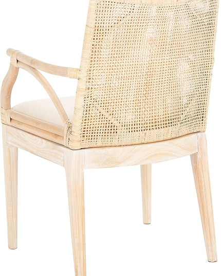 SAFAVIEH Home Collection Gianni Natural Wash/White Cushion Living Dining Room Bedroom Office Foyer Arm Chair SEA4011B - LeafyLoom