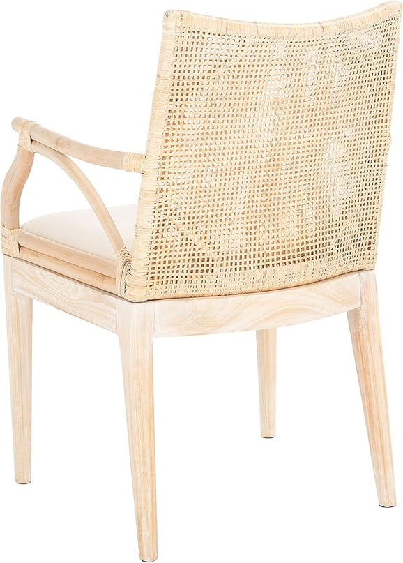 SAFAVIEH Home Collection Gianni Natural Wash/White Cushion Living Dining Room Bedroom Office Foyer Arm Chair SEA4011B - LeafyLoom