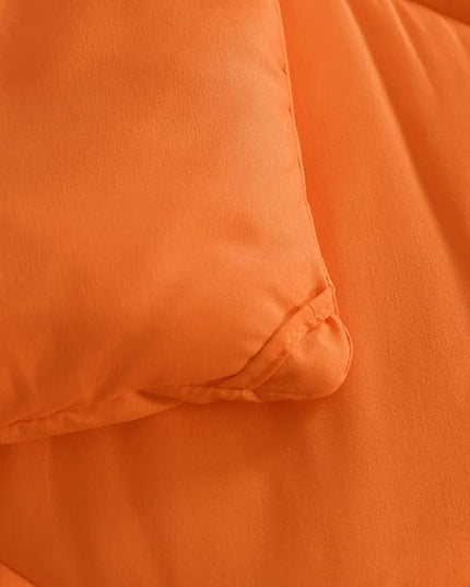 NTBAY Twin Comforter Set with Sheets, 5 Pieces Soft and Breathable Twin Bedding Set, Twin Bed in a Bag, Down Alternative Comforter Set Solid Color All Season, Kids Bedding Set, Orange - LeafyLoom