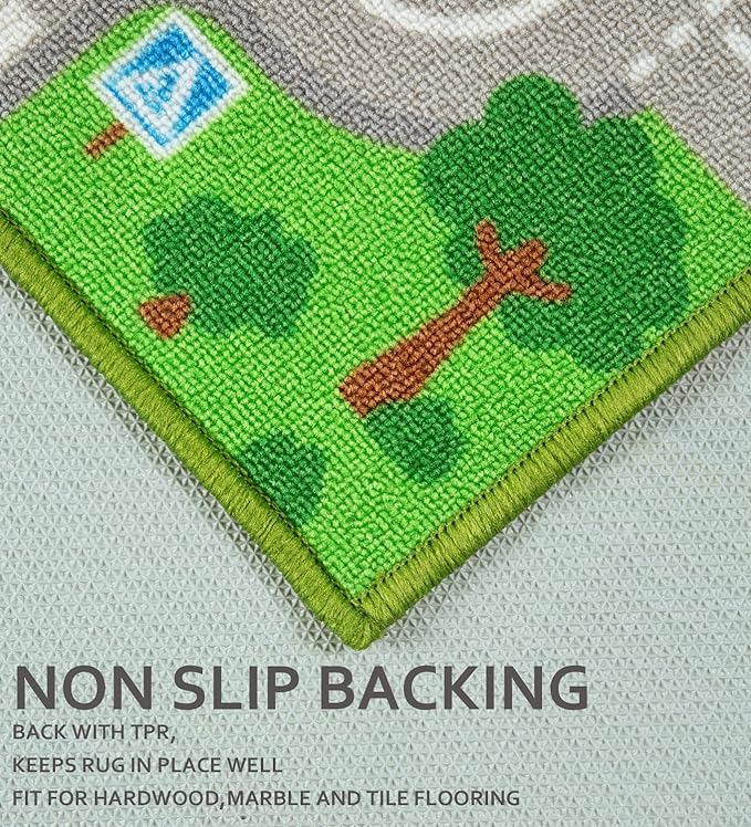 Kids Carpet Playmat Car Play Rug City Life Traffic Road Kids Rug 5' x 6'6" Large Children Educational & Game Area Rug for Toddler Boys Bedroom Playroom Classroom - LeafyLoom