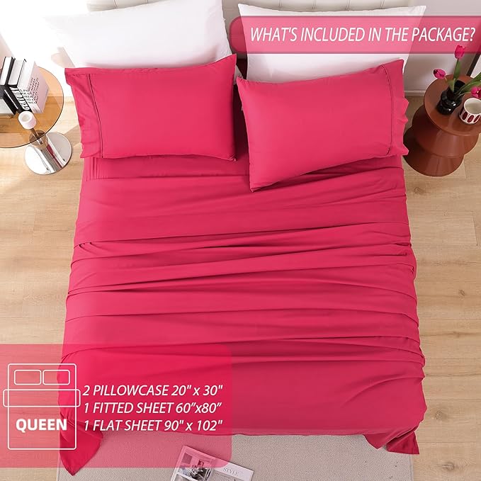 Whitney Home Textile Queen Sheet Set - 4 Piece Soft Breathable Bed Sheets for Queen Size Bed, Deep Pocket Lxuury Brushed Sheets, Hotel Bedding Sheets and Pillowcases, Wrinkle Free Oeko-Tex Sheets - LeafyLoom