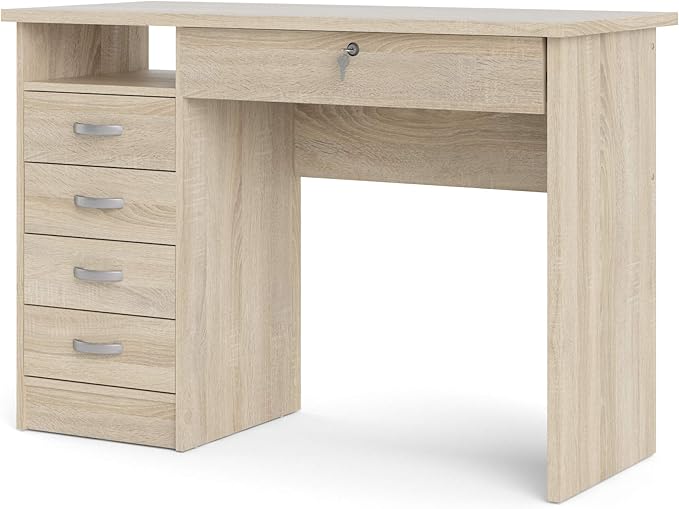 Tvilum, Oak Structure Walden Desk with 5 Drawers - LeafyLoom
