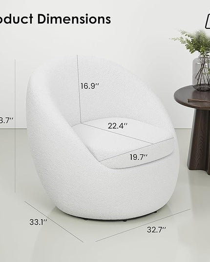 Farini Swivel Accent Chair,Swivel Barrel Chair, Comfy Round Oversized Accent Chair for Living Room Bedroom(Beige) - LeafyLoom