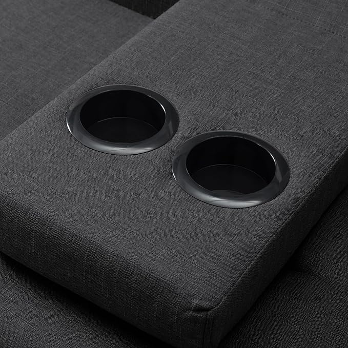 74.8" Living Room Furniture Sets Modern Tufted Loveseat Sofa Convertible Folding Futon Sleeper Couchbed with Cup Holder/Removable Armrests/Adjusting Backrest for Apartment,Office,Dark Grey Sofá - LeafyLoom