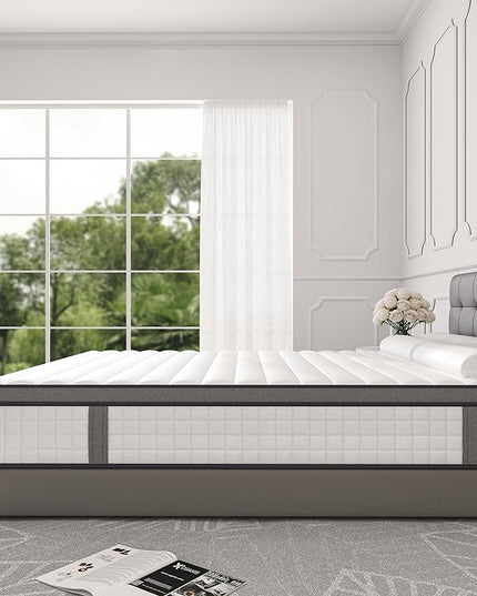 Queen Mattresses,12 Inch Queen Size Mattress in a Box,Memory Foam Hybrid White Mattress with Provide Support and Improve Sleep Mattresses,CertiPUR-US. - LeafyLoom