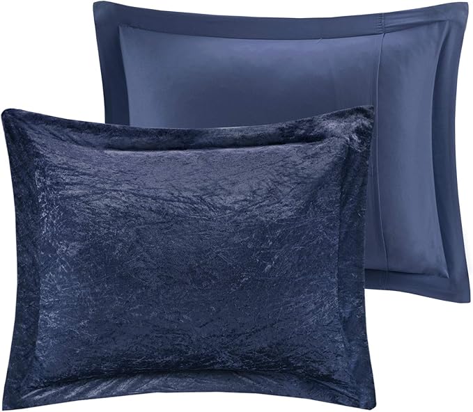 Intelligent Design Twin Comforter Set, Velvet Comforter Set , Luxury Diamond Quilting Comforter Set, Fluffy Comforter Bed Set with Decorative Pillowand 1 Sham, 3 Piece Navy, Twin/Twin XL - LeafyLoom
