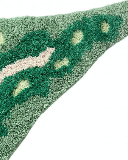 Begonia Non Slip Bath Mat or Kitchen Tufted Rug, Plant Leaf Shaped Kids Pets Floor Mat Carpet, Green, 45.3" x 16.3" - LeafyLoom