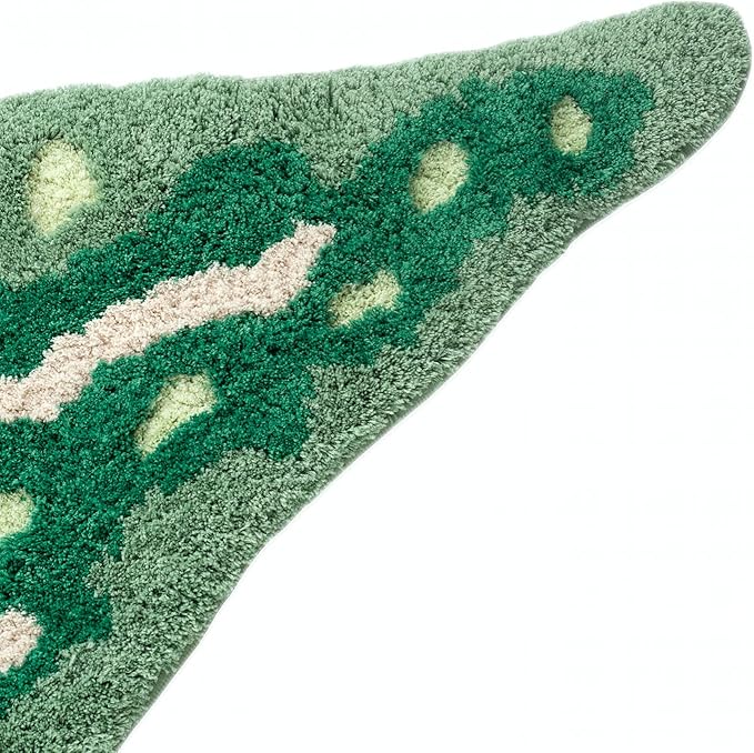 Begonia Non Slip Bath Mat or Kitchen Tufted Rug, Plant Leaf Shaped Kids Pets Floor Mat Carpet, Green, 45.3" x 16.3" - LeafyLoom
