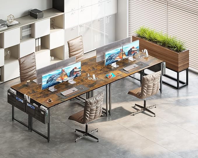 AODK 63 inch Small Computer Desk with Power Outlet for Small Spaces Home Office Student Laptop PC Writing Desks with Storage Bag Headphone Hook, Vintage - LeafyLoom