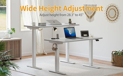 CubiCubi Electric Standing Desk, 40 x 24 Inches Height Adjustable Sit Stand Desk, Ergonomic Home Office Computer Workstation, Light Rustic Brown - LeafyLoom